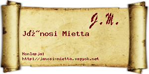 Jánosi Mietta névjegykártya